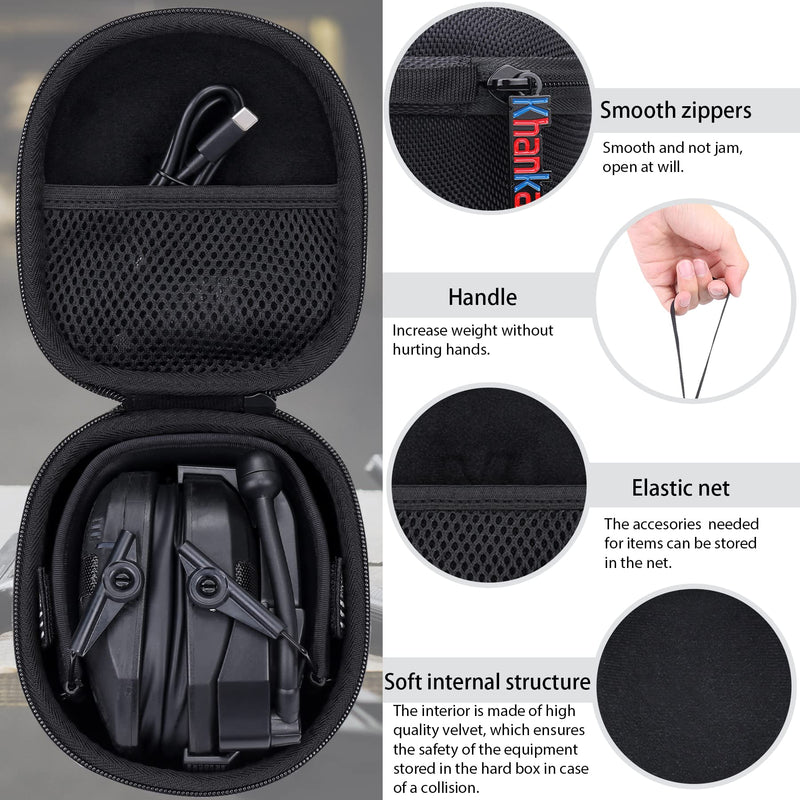 Khanka Hard Travel Case Replacement for Walker's Razor Slim Electronic Muffs Hearing Protection Earmuffs, Case Only