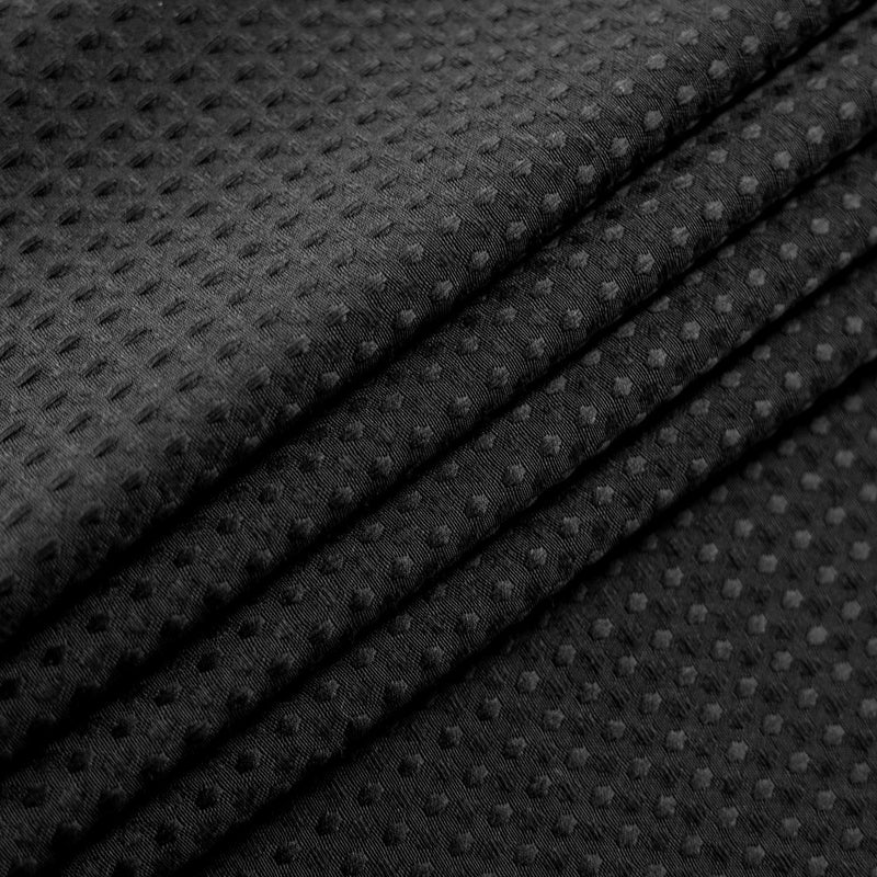 Stall Shower Curtain Fabric 36 x 72 Inch, Waffle Weave, Hotel Luxury Spa, 230 GSM Heavy Duty, Water Repellent, Black Pique Pattern Decorative Bathroom Curtain 36Wx72L(Stall)
