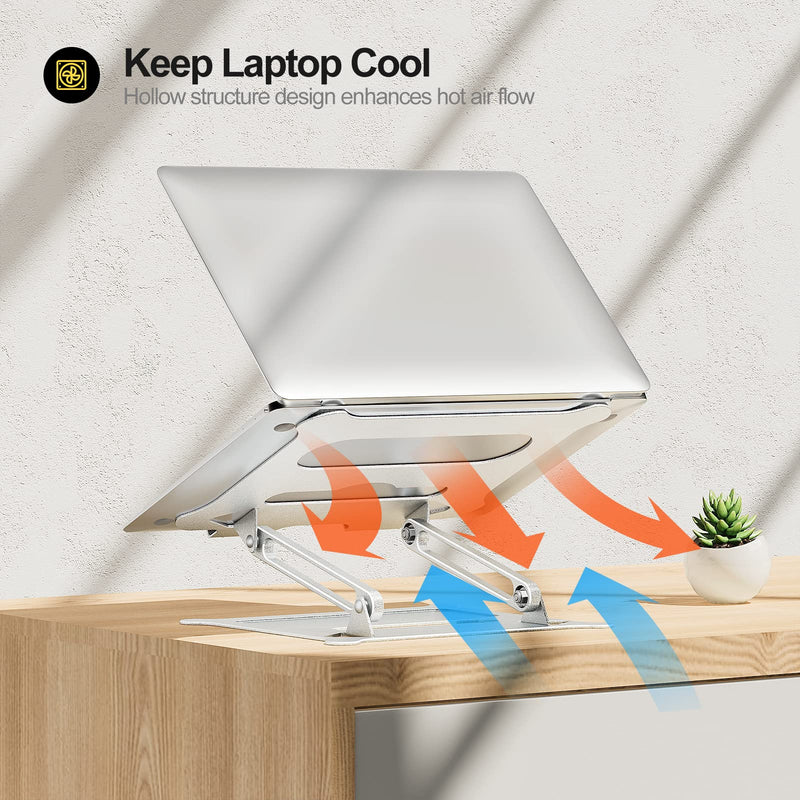 Urmust Laptop Notebook Stand Holder Adjustable Ultrabook Stand Riser Portable Compatible with MacBook Air Pro HP Dell XPS Lenovo All laptops 10-15.6"(Silver) A-Silver