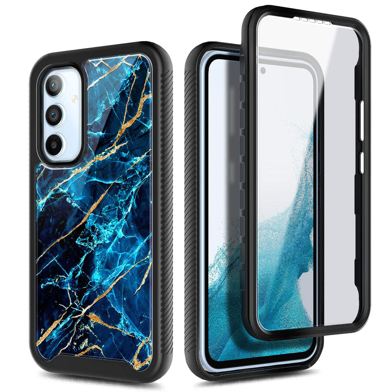 NZND Galaxy A54 5G Case with [Built-in Screen Protector], Full-Body Protective Shockproof Rugged Bumper Cover, Impact Resist Durable Phone Case for Samsung Galaxy A54 5G (Sapphire) Sapphire