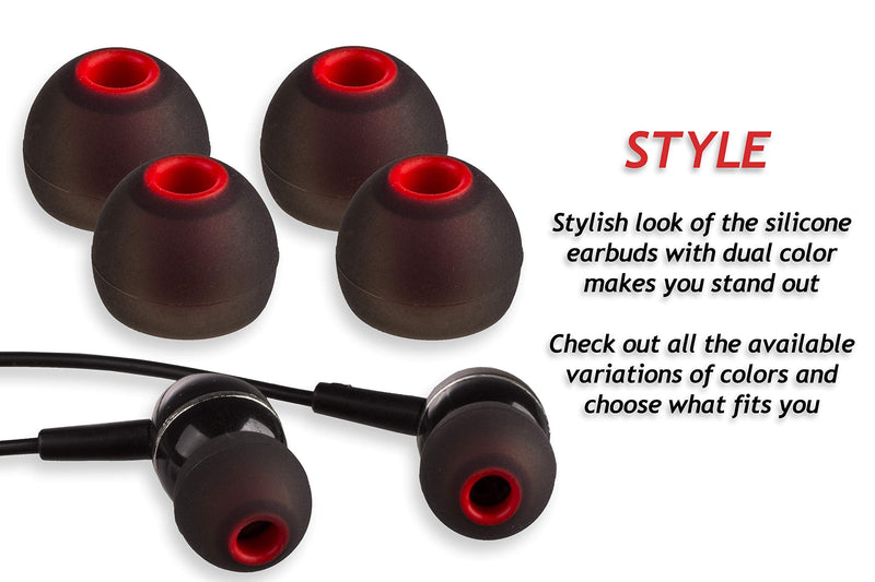 XCESSOR (S) 7 Pairs (14 Pieces) of Silicone Replacement in Ear Earphone Small Size Earbuds Replacement Ear Tips for Popular in-Ear Headphones. Black/Red S Black / Red