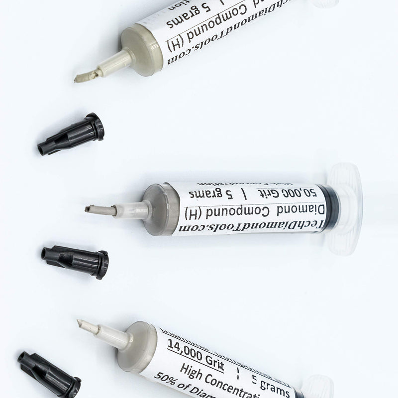 TechDiamondTools Kit of 3 Diamond Polishing Compound Polishing Paste 5000 14000 50000 Grit for Marble Glass Metal Rock Jewelry Resin Silver Gemstone with High Concentration of Diamond Powder USA Made 50000 14000 5000 grit