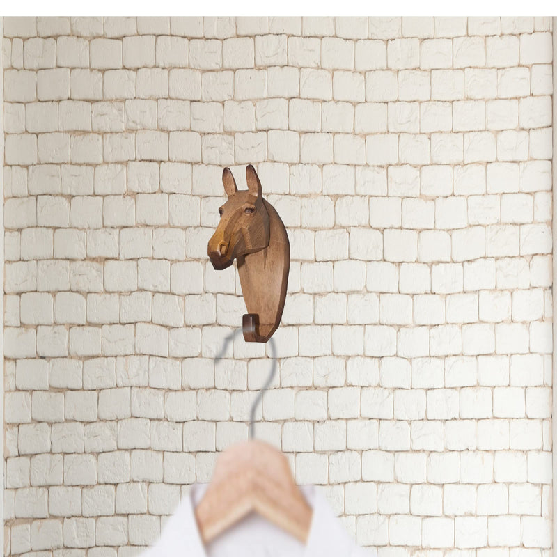 Comfy Hour Symmetric Geometric Animal Hook Collection Horse Head Single Coat Hook Clothes Rack Decorative Wall Hanger, 7-inch Polyresin