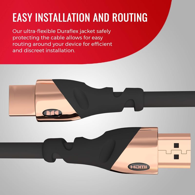 Monster HDMI Cable 4k Ultra HD 4ft with Ethernet Cord - 60/120 Hz Refresh Speed - 21Gbps High Definition 1080p Video - Corrosion-Resistant 24k Rose Gold Contacts and V-Grip Connection 4 FT Black