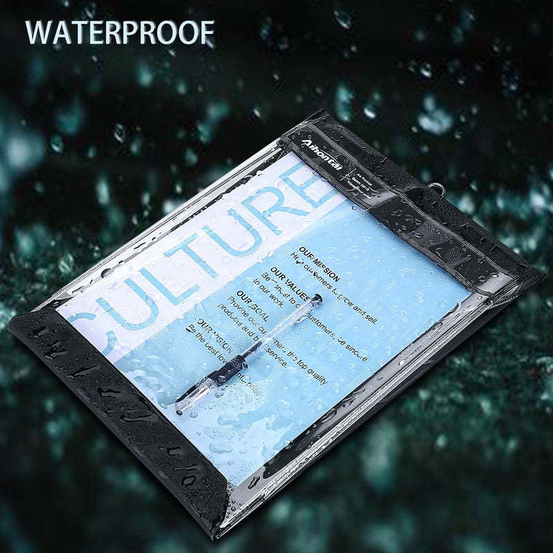Waterproof Clipboard, Aihontai Professional Clipboard Storage A4 Letter Portrait Size Memo Clipboard - Premium PVC Material for Indoor Outdoor Use [18-Month Warranty](Black, A4 Portrait) Black
