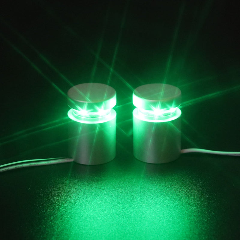 TOPNIKE LED Sign Standoffs 1"×1", Silver Aluminum, Green LED Standoff Sign Holder, for Glass, Acrylic and Other Transparent Plates, Pack of 4 LED Standoffs with 1 Power Supply.