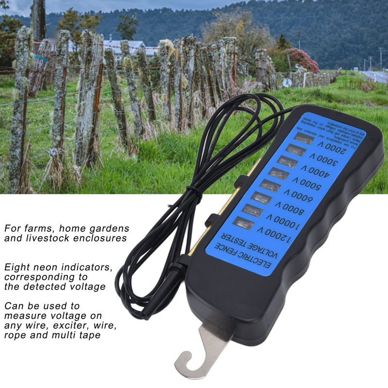 Haofy Electric Fence Voltage Tester, 12KV Neon Fence Voltage Tester 2000 to 12000V 8 Neon Indicator Lights Waterproof Fence Tester for Farms