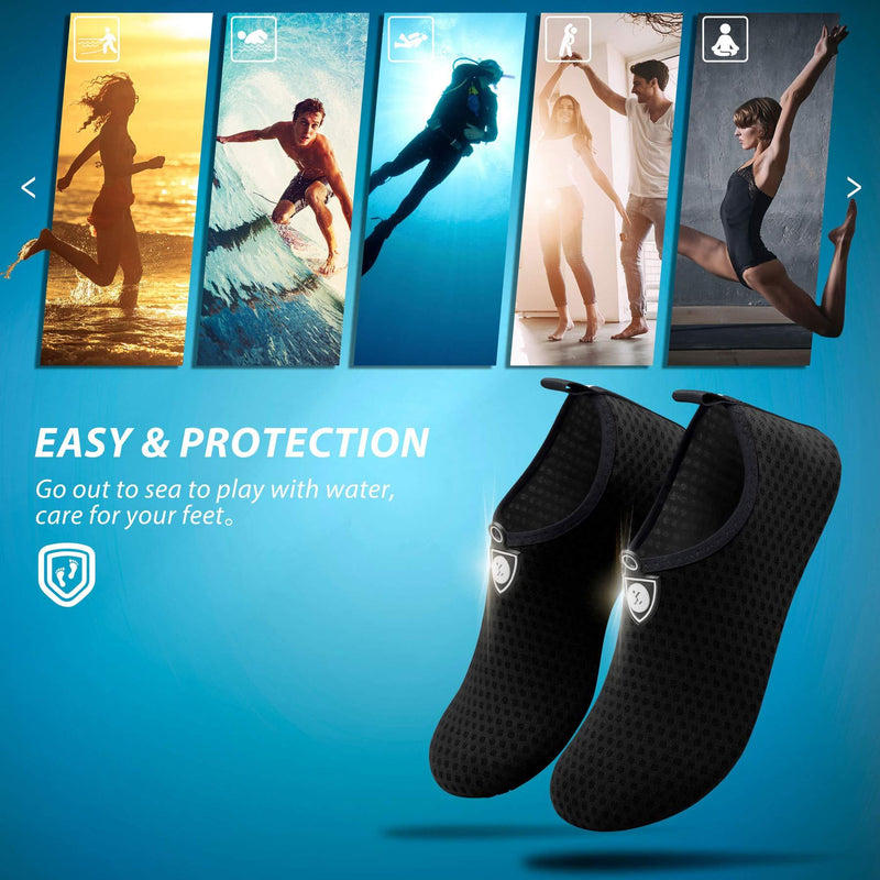 SIMARI Water Shoes Womens and Mens Quick-Dry Aqua Socks Barefoot for Outdoor Beach Swim Surf Yoga Exercise SWS001 3.5-4.5 Women/2-3 Men Circular Black