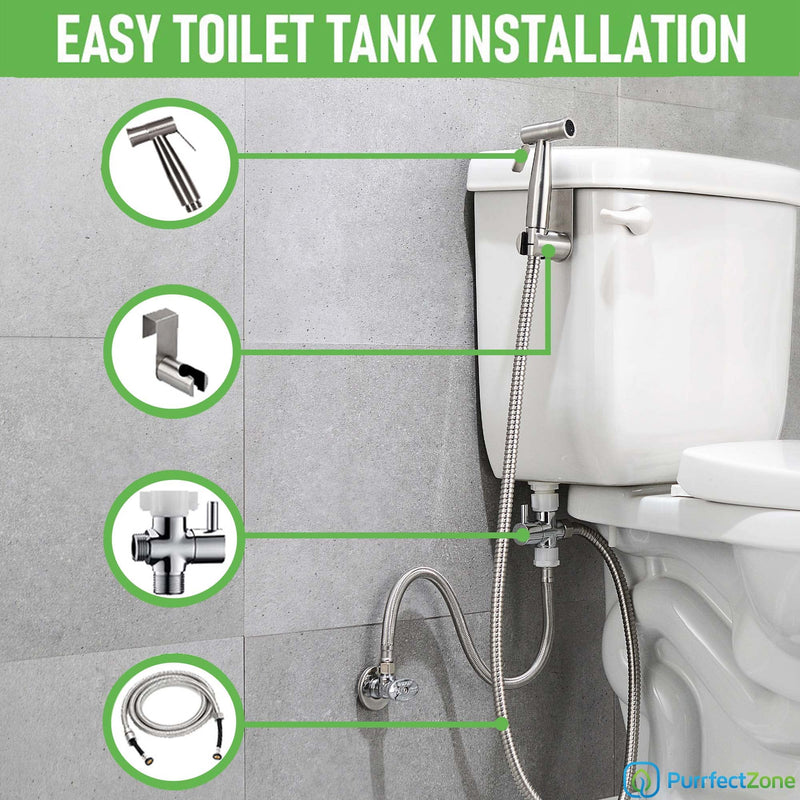 Purrfectzone Bidet Sprayer for Toilet, Handheld Sprayer Kit, Hand Held Bidet, Cloth Diaper Sprayer Set - Easy to Install 1