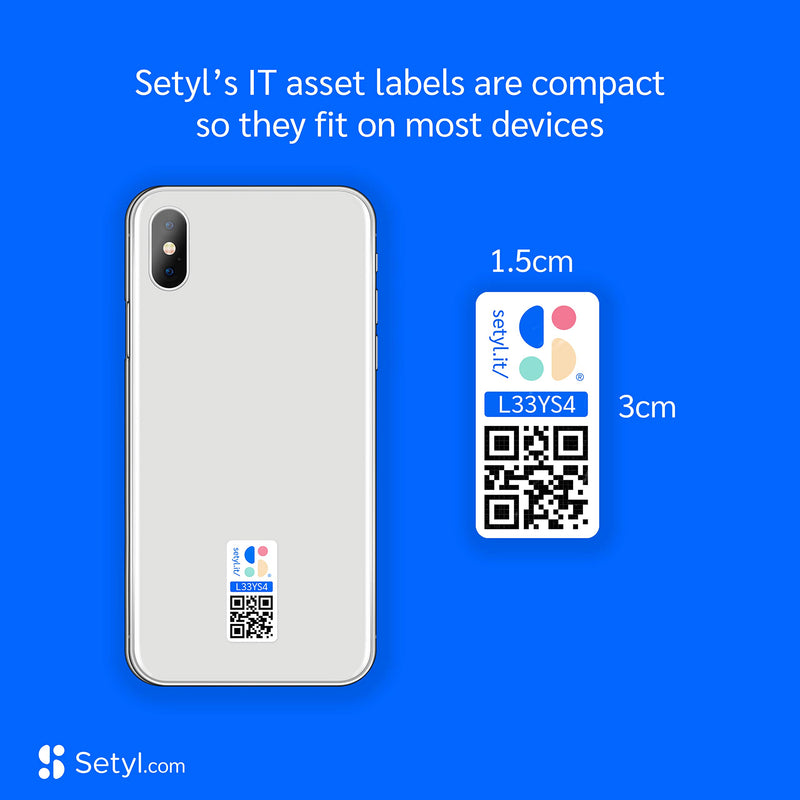 Setyl Adhesive Heavy Duty Asset Labels - 100 Pack - Suitable for All IT Devices and Equipment | Device Labels, QR Code Labels, Inventory Labels, Barcode Labels