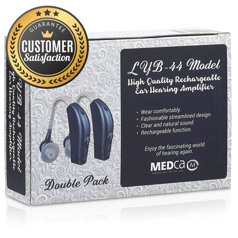 Digital Hearing Amplifier - (Pair of 2) Personal Hearing Enhancement Sound Amplifier, Rechargeable Digital Hearing Amplifier with All-Day Battery Life, Modern Blue