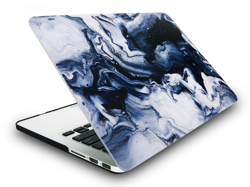 KECC Compatible with MacBook Pro Retina 15 inch Case Cover 2012-2015 Release A1398 Plastic Hard Shell + Keyboard Cover + Sleeve (Black Grey Marble) A1398 Old Mac Pro 15" Retina (-2015) Black Grey Marble