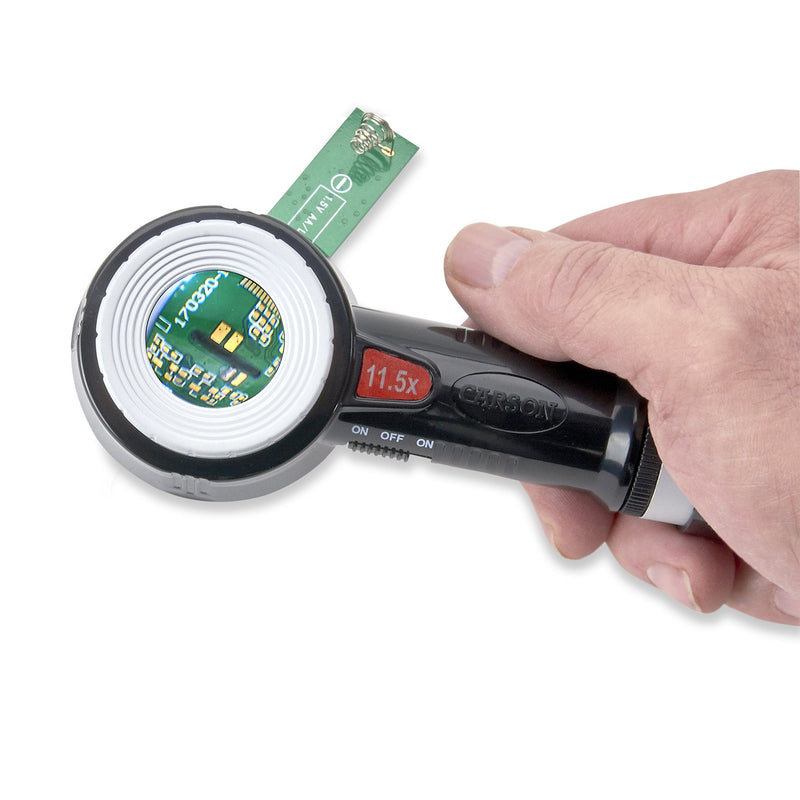 Carson PRO Series MeasureLoupe 11.5x LED and UV Lighted Loupe Magnifier with Reticle Scale and Storage Case (CP-45)