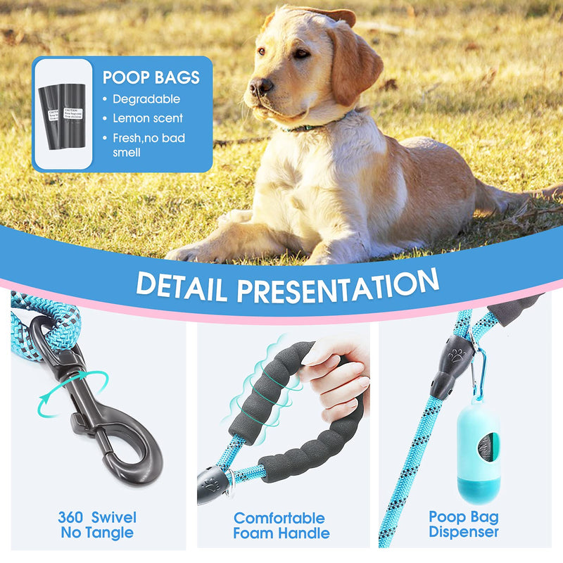 BAAPET 2/4/5/6 FT Strong Dog Leash with Comfortable Padded Handle and Highly Reflective Threads for Small Medium and Large Dogs 1/2'' x 4 FT (18~120 lbs.) Blue