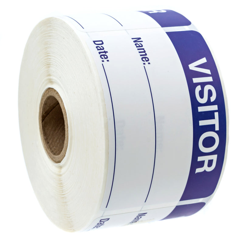 500 Visitor Pass/Blue and White Identification Stickers/Easy to Write On Labels