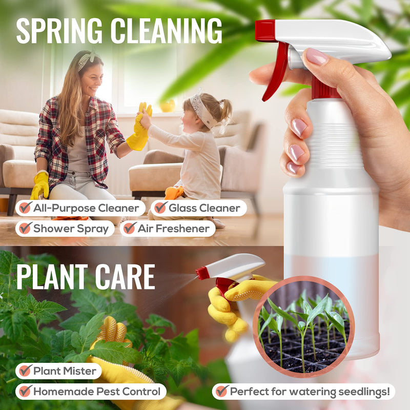 LiBa Spray Bottles (4 Pack,16 Oz), Refillable Empty Spray Bottles for Cleaning Solutions, Hair Spray, Watering Plants, Superior Flex Nozzles, Squirt, Mist Sprayer, Bleach/Vinegar/Rubbing Alcohol Safe 4 Count (Pack of 1) Frosted