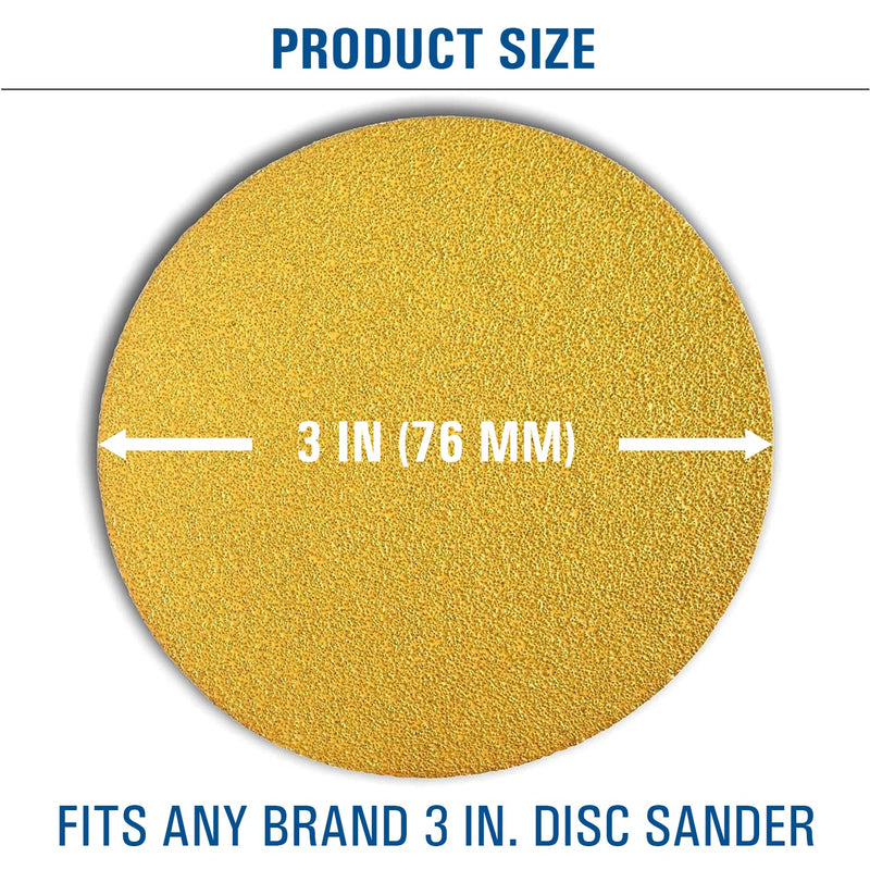 3" Hook and Loop Gold Sanding Discs (100 Pack, 220 grit) 100 Pack