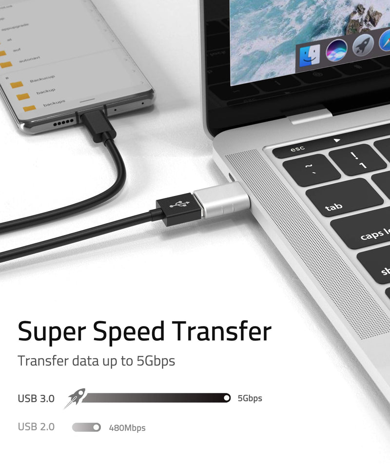 Syntech USB C to USB Adapter [2 Pack] USB C Male to USB3 Female Adapter Compatible with MacBook Pro 2021 iMac 2021 iPad mini 6 iPad Pro 2021 MacBook Air 2020 Surface Pro 8/X Go and Other Type C Device Silver