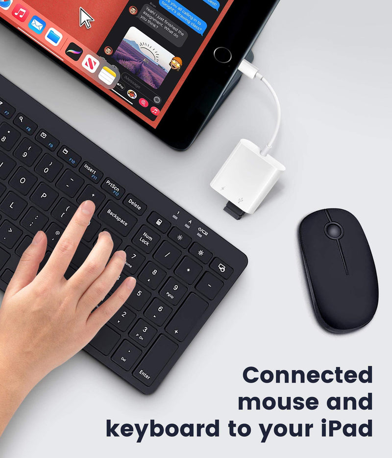USB Adapter for iPhone/iPad,Fubiaofei Female USB Adpater to iPad Compatible with iPhone and iPad,iPad USB3 Adapter with Charging Port,Plug and Play,No App Required
