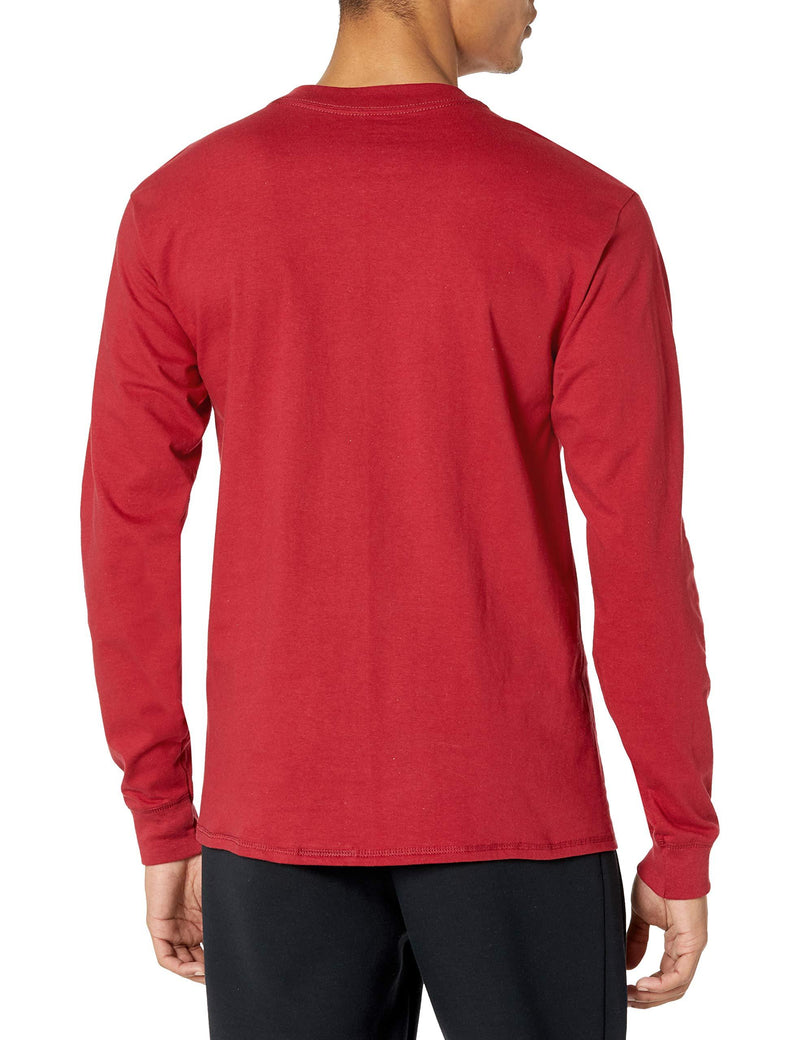 Hanes Men's Beefy Long Sleeve Henley Shirt Small Burnt Brick