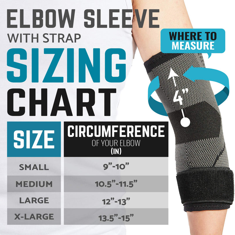 Elbow Brace with Strap for Tendonitis 2 Pack, Tennis Elbow Compression Sleeves, Golf Elbow Treatment Medium (Pack of 2)