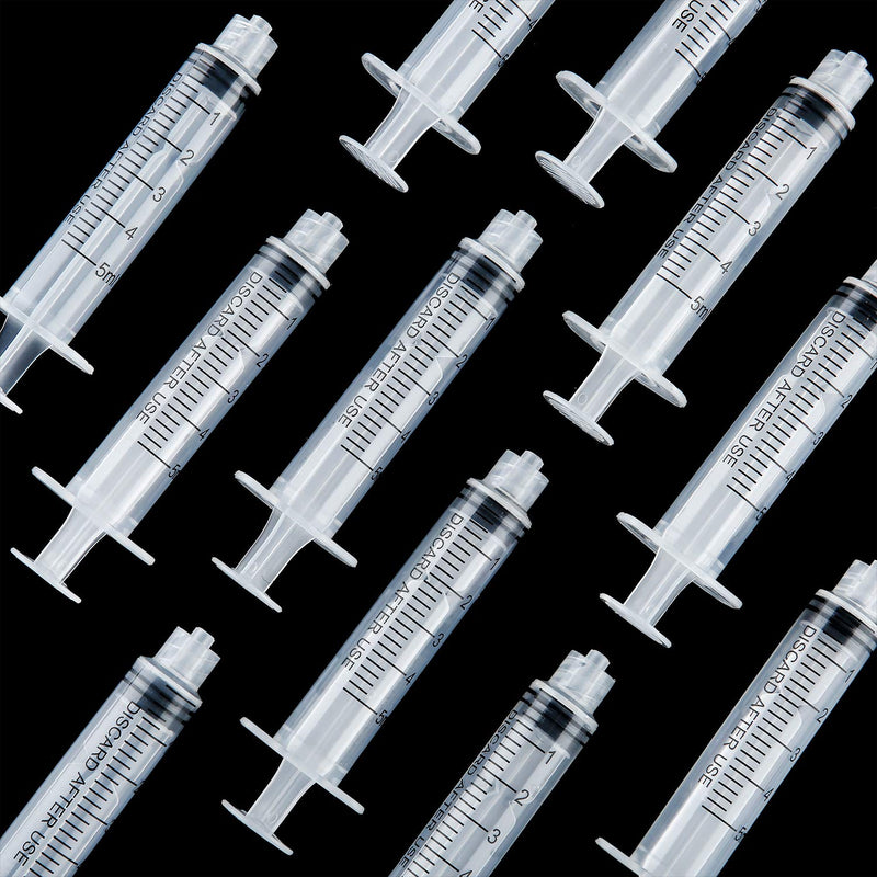 20 Pack Syringe Luer Lock, Syringe Without Needle, Plastic Curved Syringes for Epoxy Resin, Craft, Scientific Labs, Feeding Pets Animals, Oil or Glue Applicator (5 ML) 5 ML