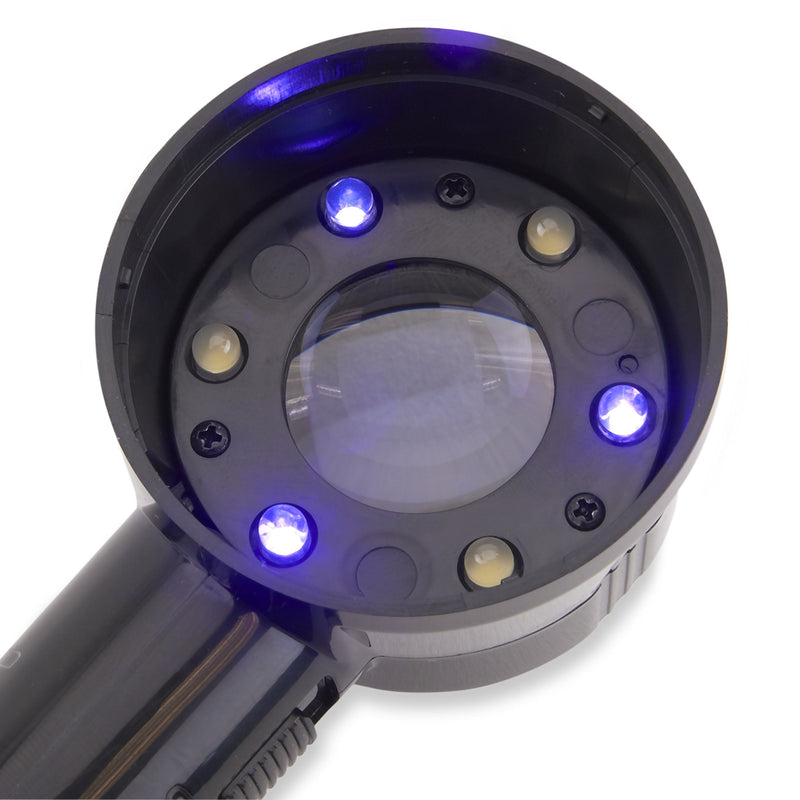 Carson PRO Series MeasureLoupe 11.5x LED and UV Lighted Loupe Magnifier with Reticle Scale and Storage Case (CP-45)