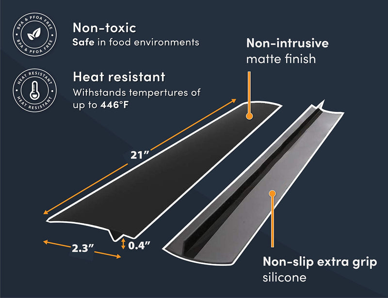Linda's Silicone Stove Gap Covers (2 Pack), Heat Resistant Oven Gap Filler Seals Gaps Between Stovetop and Counter, Easy to Clean (21 Inches, Black) 21 Inches