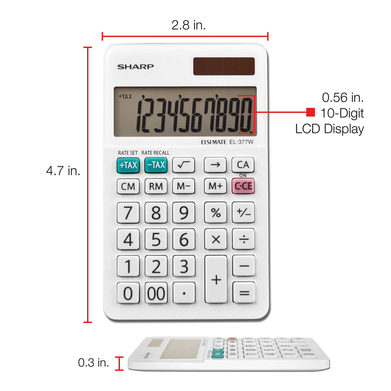 Sharp EL-377WB Business Calculator, White 2.75