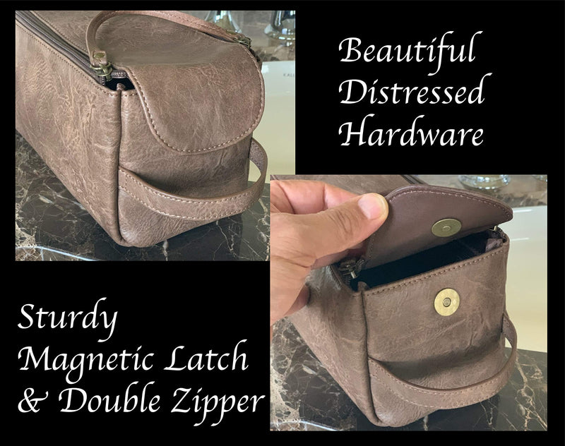 Calissimo Travel Tote Bag - Double Zipper Dopp Kit - Shaving Kit. Large Capacity Toiletry Bag