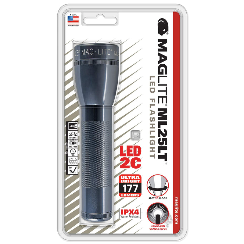 Maglite ML25LT LED 2-Cell C Flashlight, Gray 2-C Cell