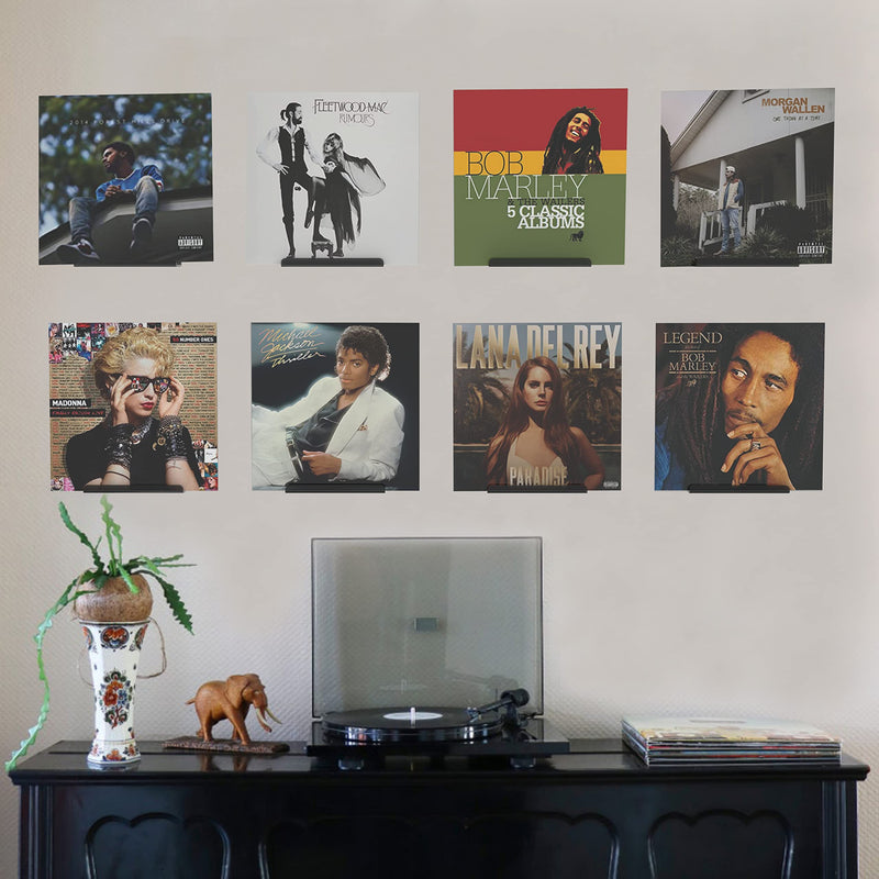 WPESI Vinyl Record Shelf Wall Mount 8Pack,7 Inch Acrylic Record Shelf,Record Wall Display, Vinyl Record Holder CD Rack,8 Pack (Clear) Clean