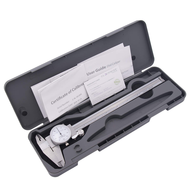 Clockwise Tools DDLR-0805 Pro Dial Caliper 0-8 Inch Double Shock Proof Stainless Steel Body SAE Measuring Tool