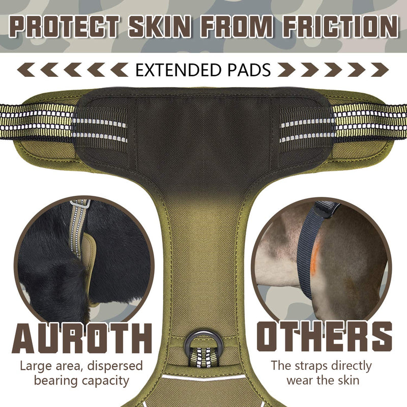 Auroth Tactical Dog Harness for Small Medium Large Dogs No Pull Adjustable Pet Harness Reflective K9 Working Training Easy Control Pet Vest Military Service Dog Harnesses S(Neck:14-21",Chest:20-31") Army yellow
