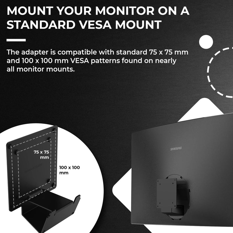 HumanCentric VESA Mount Adapter for Samsung Curved Monitors U32R590, U32R590C, U32R592, and U32R591, VESA Adapter Bracket Mounts Monitor to VESA Stand, Arm or Desk Mount with 75x75 or 100x100 mm