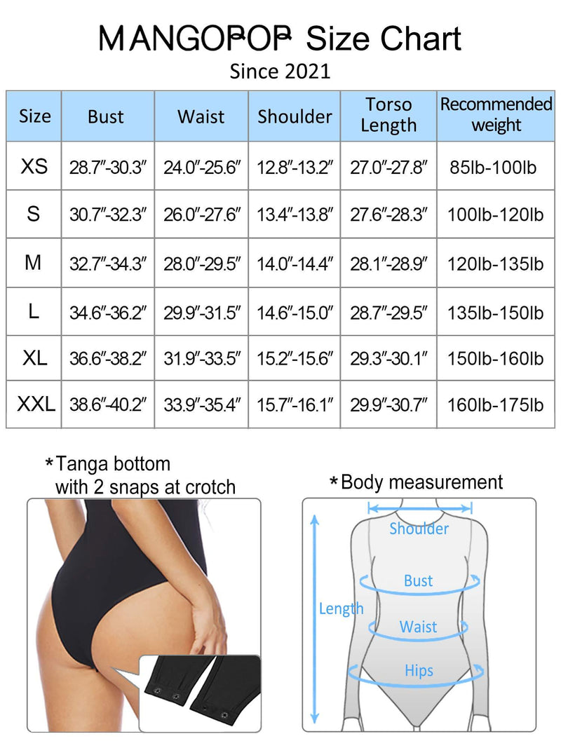 MANGOPOP Women's Mock Turtle Neck Long Sleeve Tops Bodysuit Jumpsuit A Long Sleeve Black X-Small