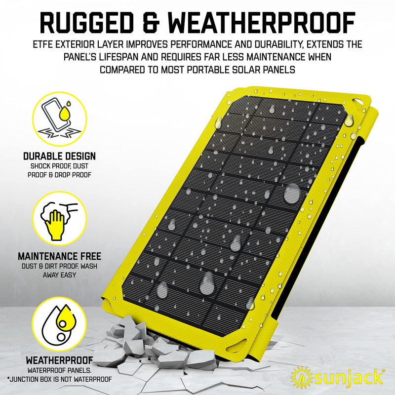 SunJack 15 Watt Foldable ETFE Monocrystalline Solar Panel Charger with USB for Cell Phones, Tablets and Portable for Backpacking, Camping, Hiking and More