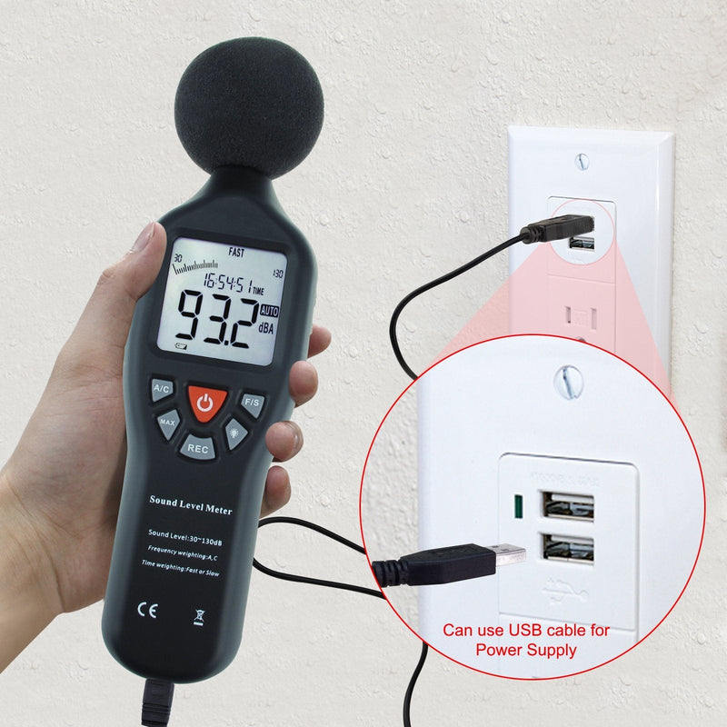 Professional Sound Level Meter with Backlight Display High Accuracy Measuring 30dB-130dB with Data Record Function