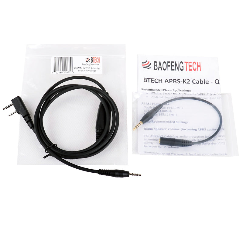 BTECH APRS-K1 Cable (Audio Interface Cable) for BaoFeng, BTECH BF-F8HP, UV-82HP, UV-5X3 (APRSpro, APRSDroid, Compatible - Android, iOS)