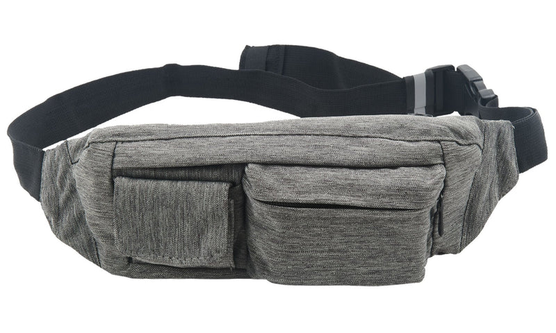 SoJourner 2-Pocket Gray Fanny Pack Hip Bag - fits men, women, kids, small, medium and large Gray / Charcoal