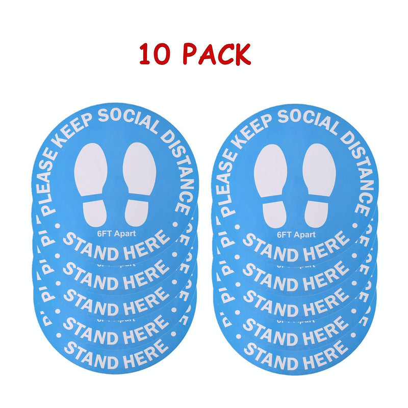 Social Distancing Floor Decals,10 Pack Safety Distance Sign Marker, Keep 6 Feet Apart, Round 12" inches Large, Anti-Slip and Waterproof