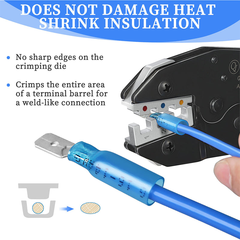 Qibaok Crimping Tool Ratcheting Wire Crimper for Heat Shrink Connectors Ratchet Terminal Crimper Wire Crimp Tool Crimping Tool For Heat Shrink Connectors