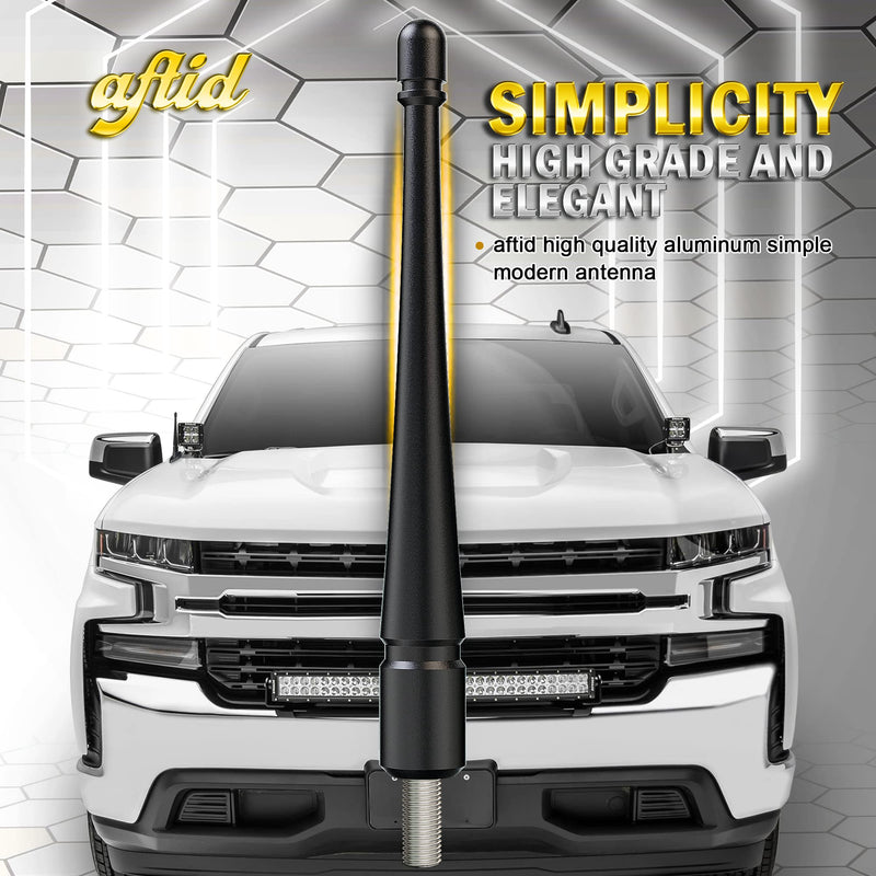 aftid - 4 Inch Aluminum Stubby Antenna Compatible with Chevy Silverado 2007-2024 (M7 Thread)