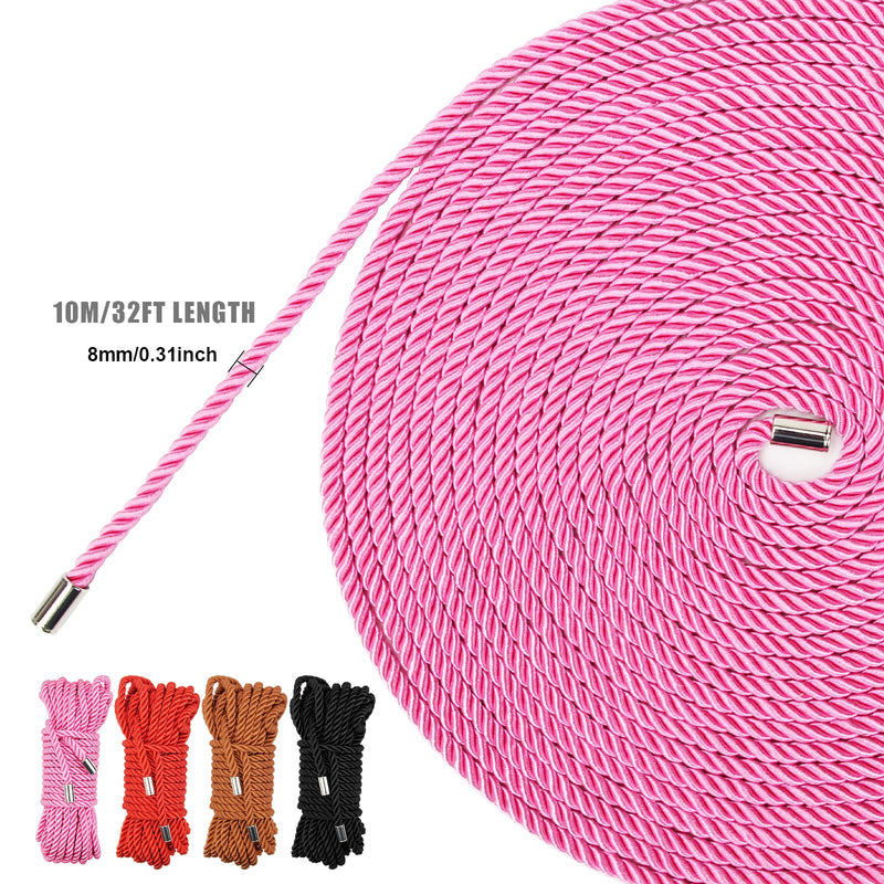 4 Pack Braided Twisted Silk Rope 8mm, AngleKai 32FT Multi-Purpose Soft Twine Polyester Silk Rope for DIY Craft, Smooth Protecting Ending Silk Nylon Twisted Braided Durable Silk Rope