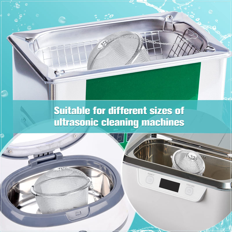 Ultrasonic Cleaner Baskets Ultrasonic Cleaning Solution Ultrasonic Parts Cleaner Jewelry Steam Cleaner Basket Cleaning Small Holder with Lock and Hook Stainless Steel (3 Pieces,1.7, 2.5, 4.3 Inch) 3 1.7, 2.5, 4.3 Inch