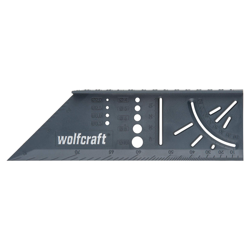 wolfcraft I 3D miter square I 5208000 I for processing three-dimensional workpieces I stops for 45° and 90° angles I can be used as a marking gauge for parallel lines