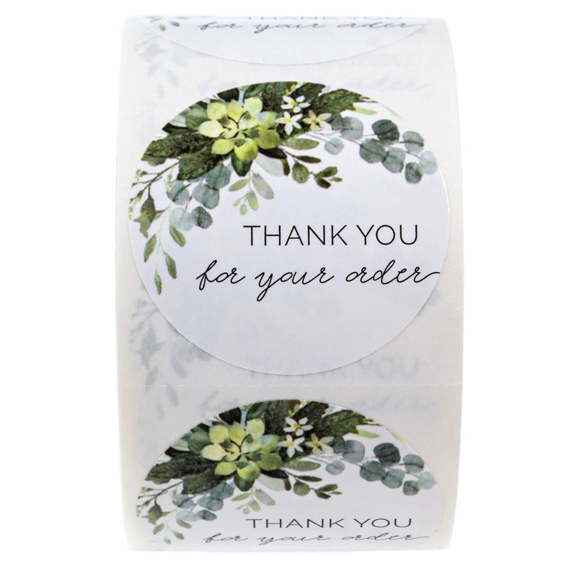 Thank You for Your Order Stickers / 500 1.5" Labels/Beautiful Greenery Business Stickers