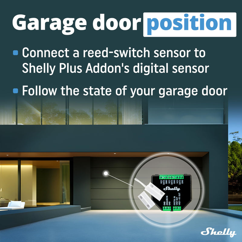 Shelly Plus Add-On, Smart Home Interface Plus Relay, Digital Control via WLAN & App, WiFi Home Automation, 3.3V, Applicable for DS18B20 & DHT22 Sensors Pack of 1