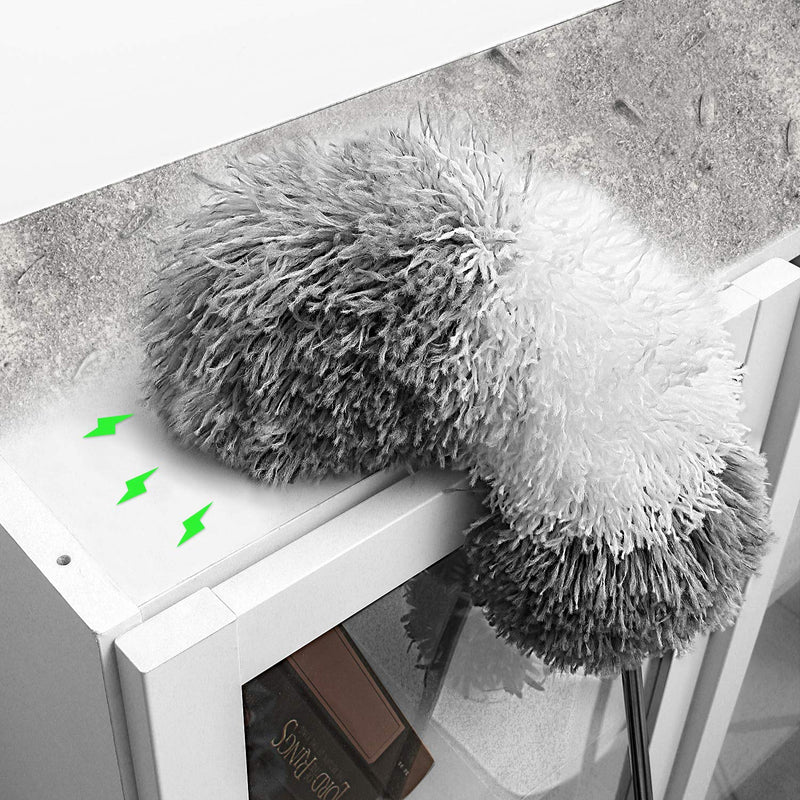 BOOMJOY Microfiber Feather Duster with Extendable Pole, 100" Telescoping Cobweb Duster for Cleaning, Bendable Head, Scratch-Resistant Cover, Washable Duster for Ceiling, Fan, Furniture Grey