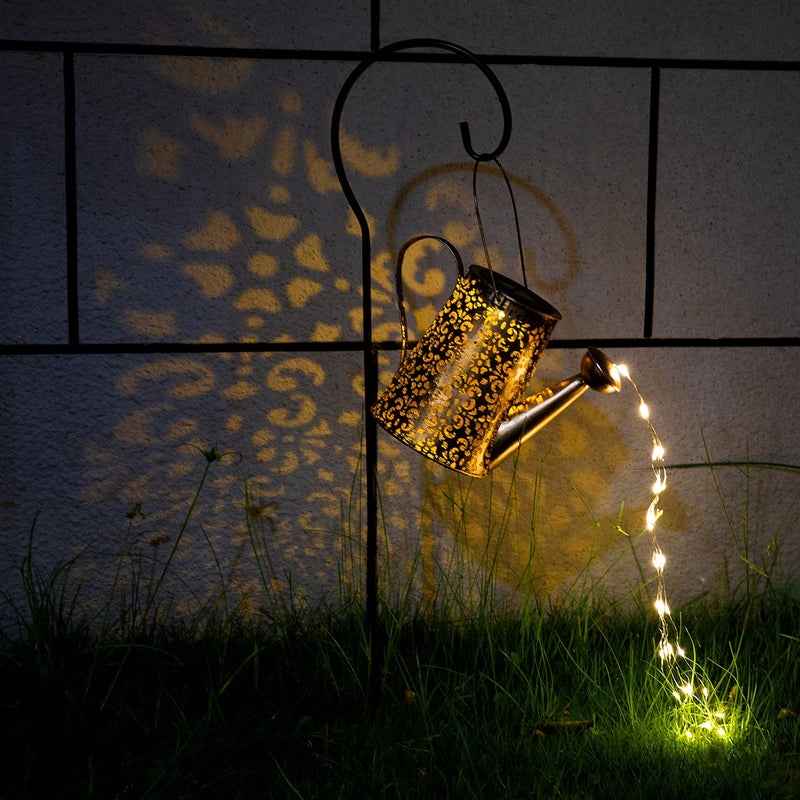 Solar Lights Outdoor Garden Decor, Large Hanging Lantern Waterproof Watering Can Landscape Lights Outside Decorations for Yard Clearance Front Porch Lawn Driveway Patio Backyard Pathway Gardening Gift